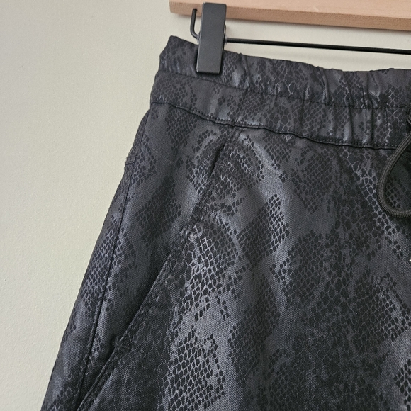 Bevy Flog Black Python Snakeskin Shely Drawstring Pants - Picture 9 of 15